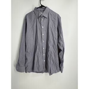 ETON Men's XXL 46/18 Black Gingham Check Color Dot Cotton Luxury Dress Shirt‎